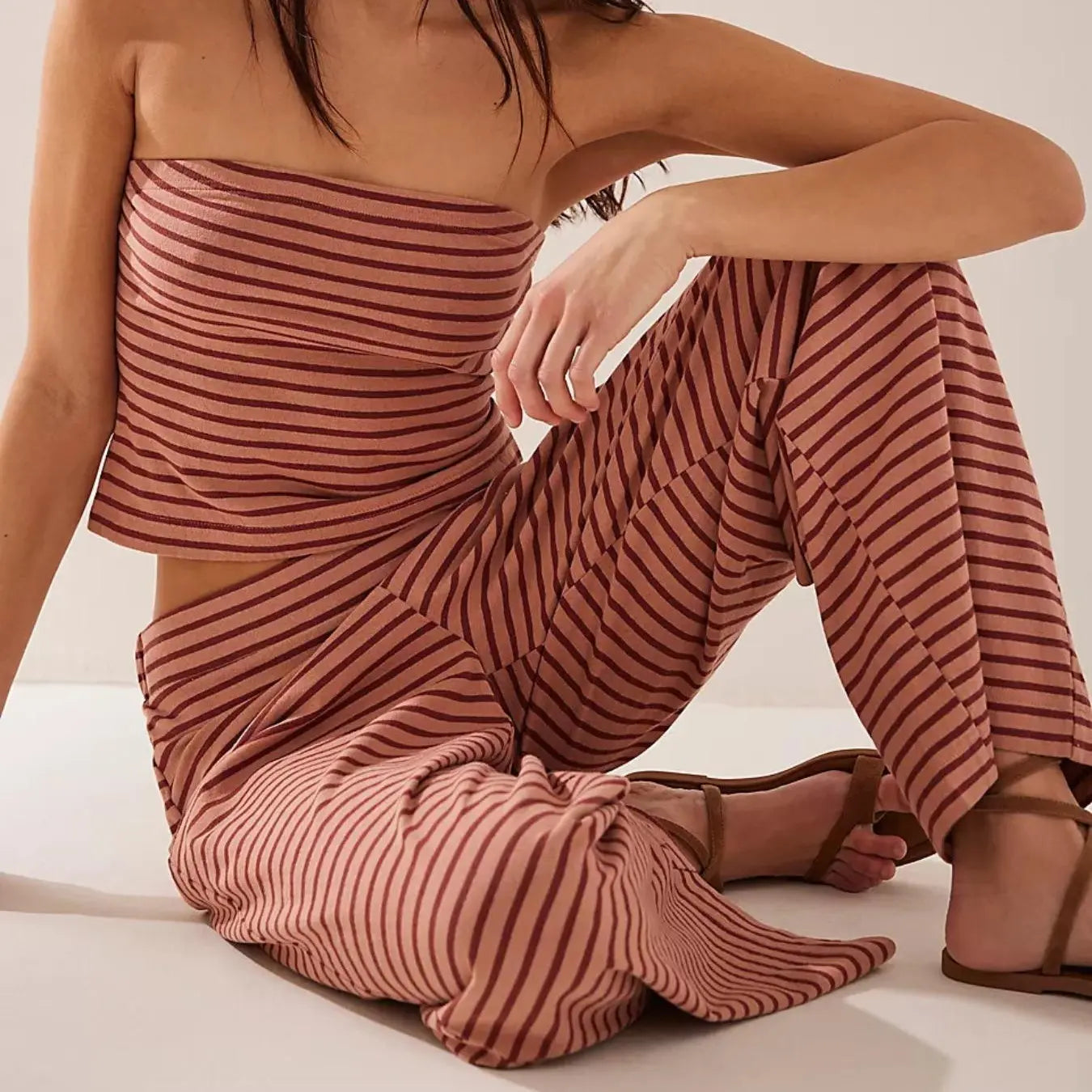 Tube Top Yoga Pant Striped Set