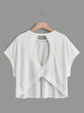 Batwing Hollow Back Short Sleeve Top