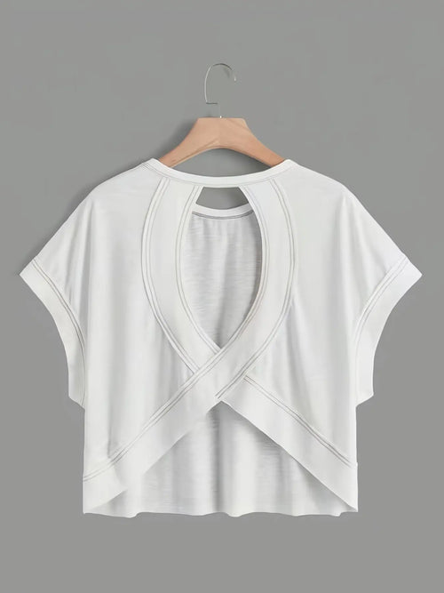 Batwing Hollow Back Short Sleeve Top