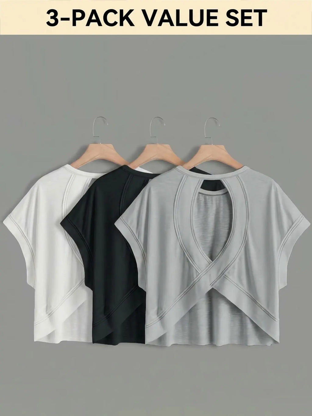 Batwing Hollow Back Short Sleeve Top