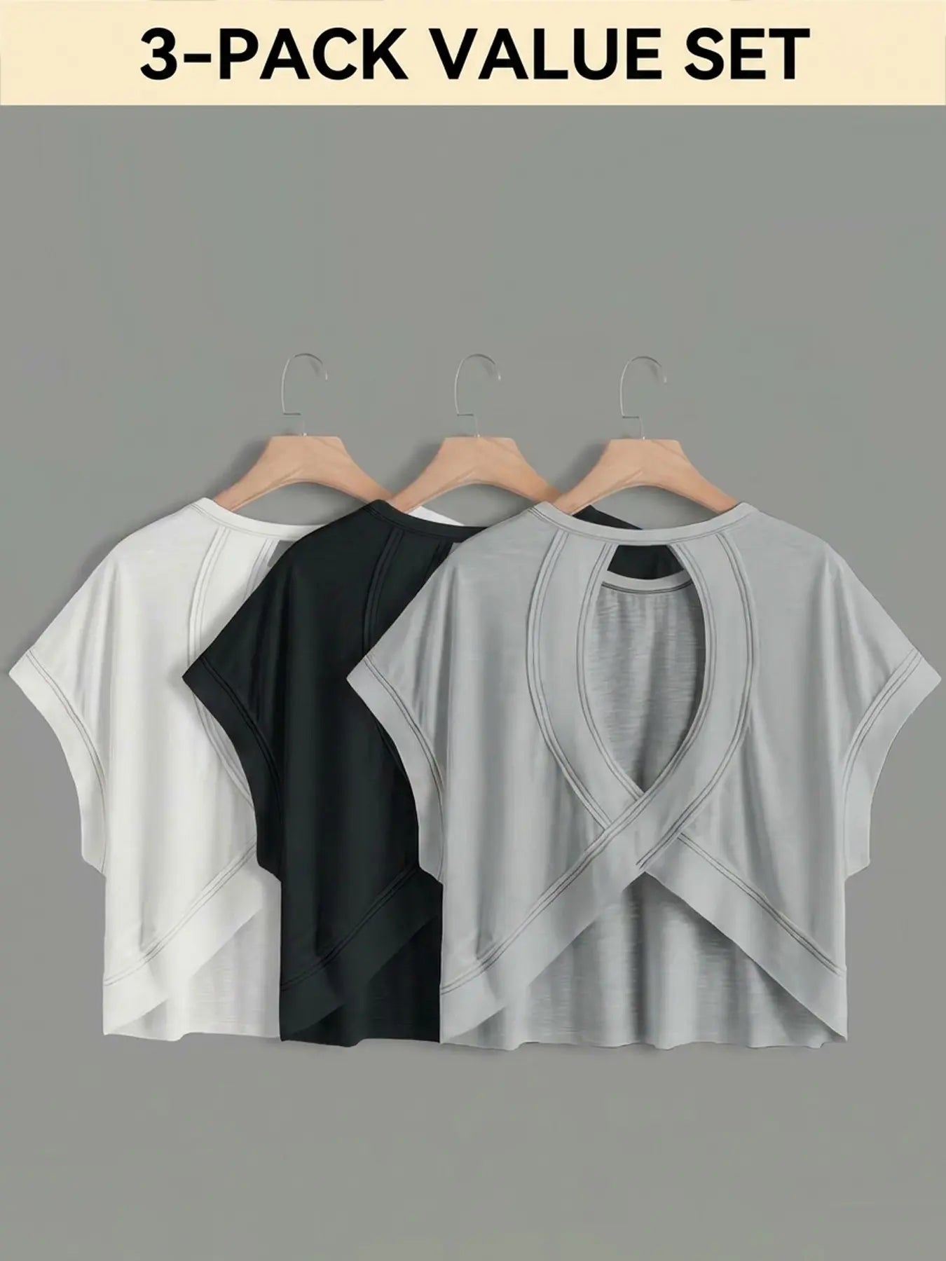 Batwing Hollow Back Short Sleeve Top