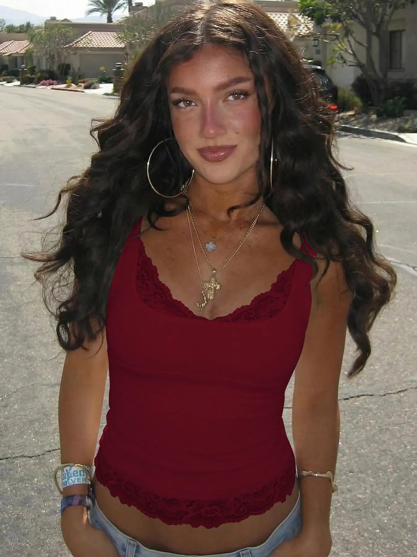 Lace Trim Tank Top
