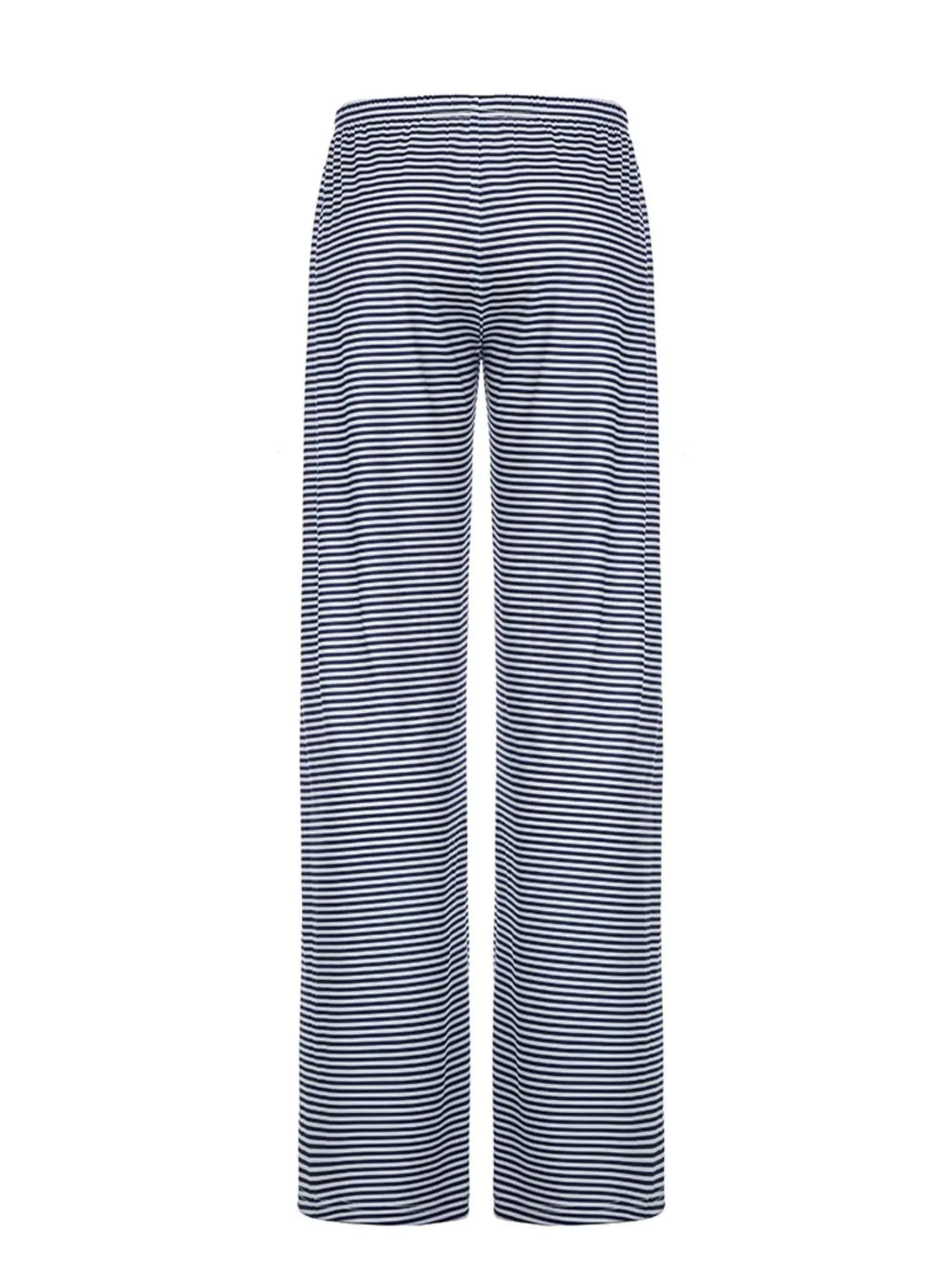 Summer Striped Tie Front Wide Leg Pants