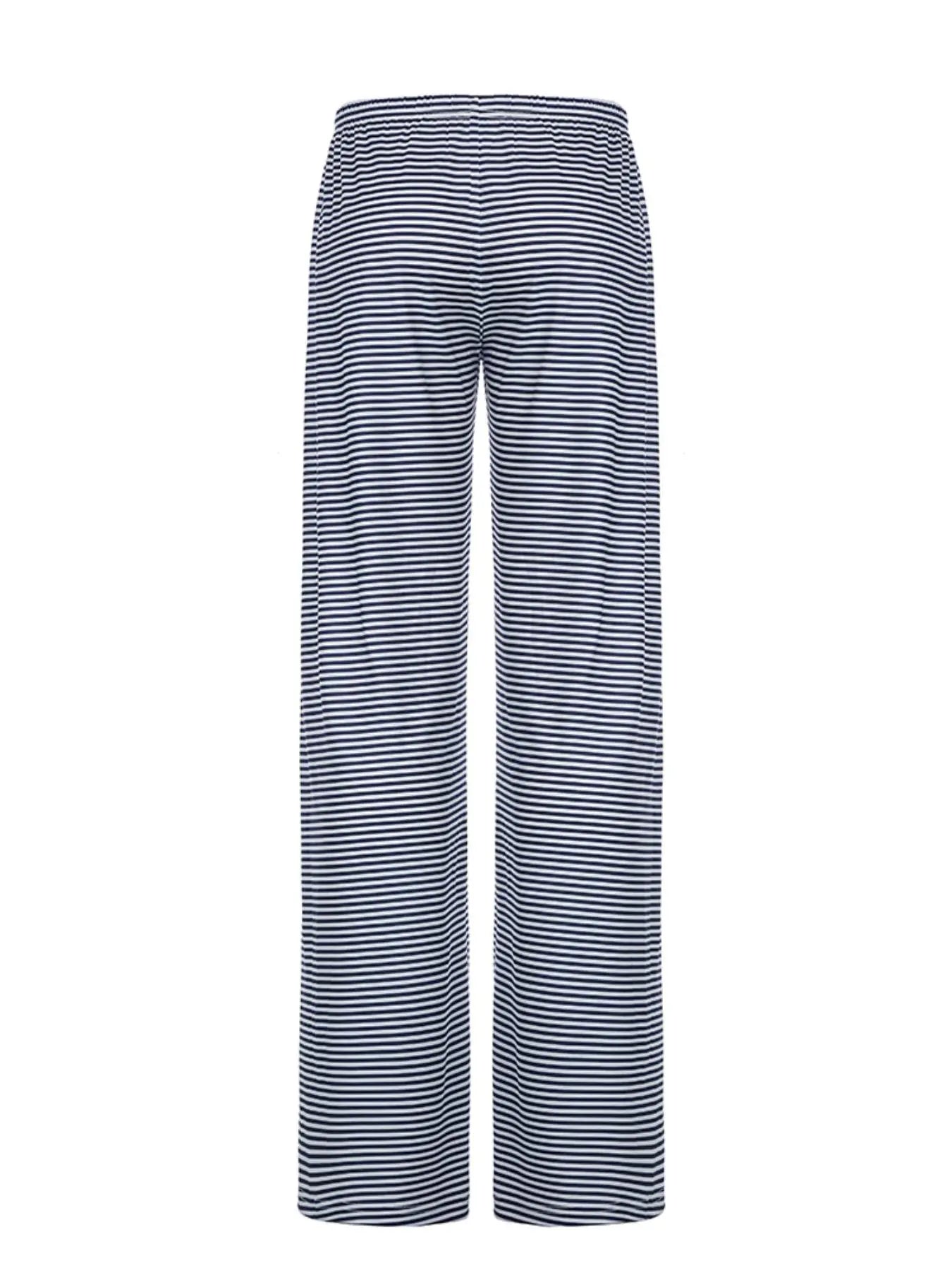 Summer Striped Tie Front Wide Leg Pants