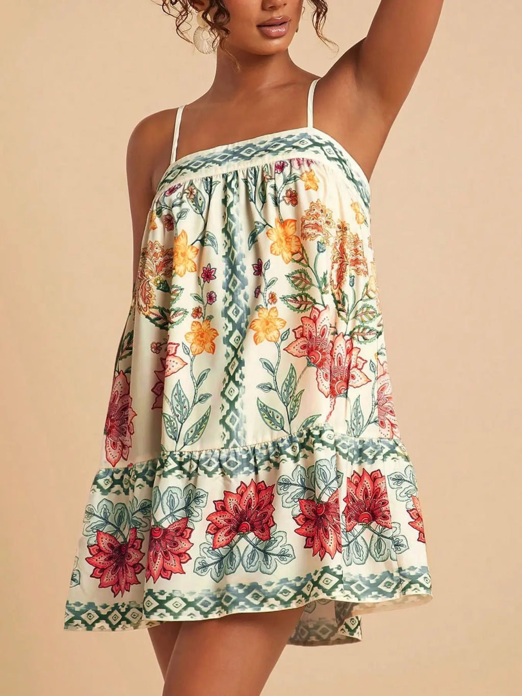 Chic Summer Floral Print Mini Sundress 