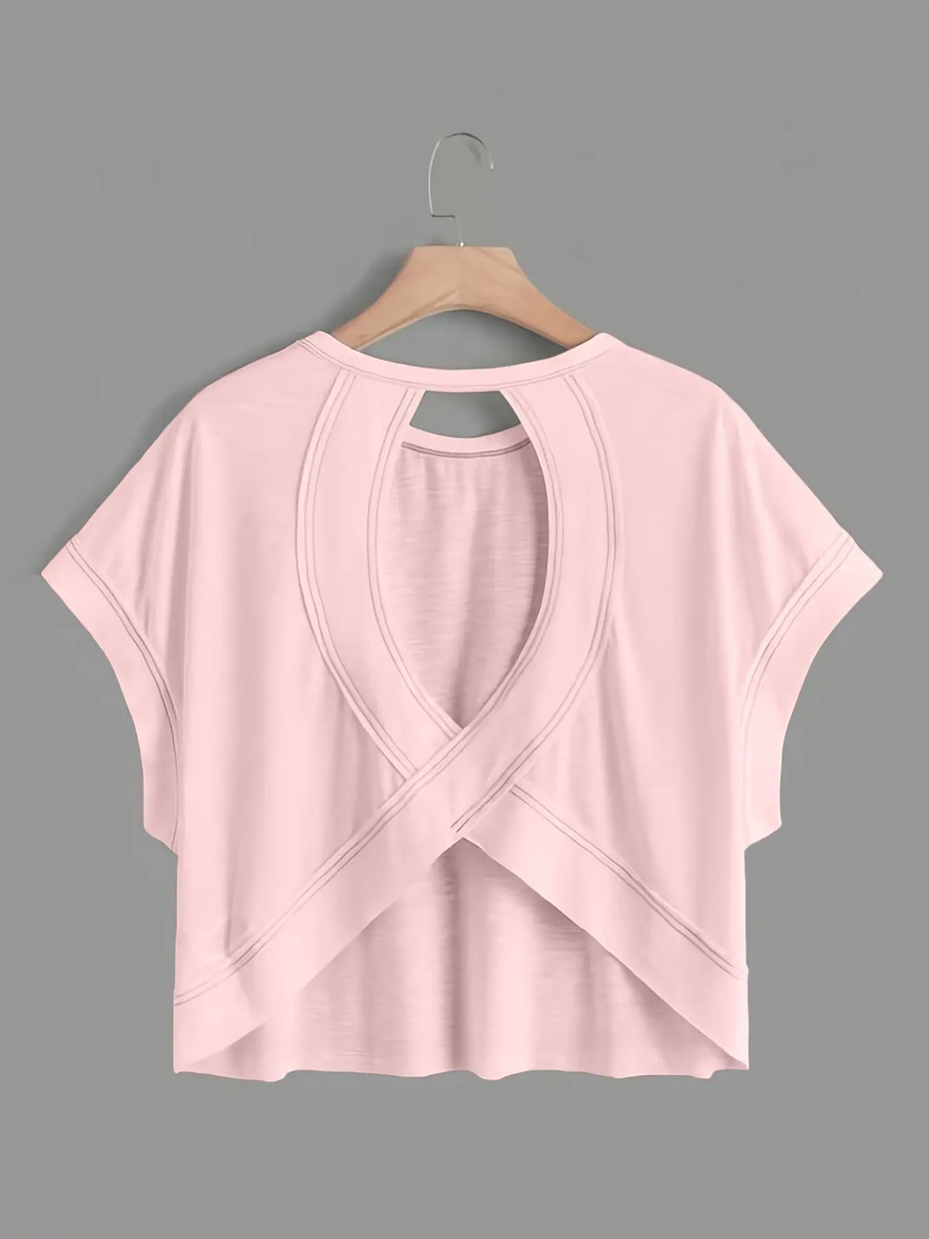 Batwing Hollow Back Short Sleeve Top