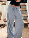 Summer Striped Tie Front Wide Leg Pants
