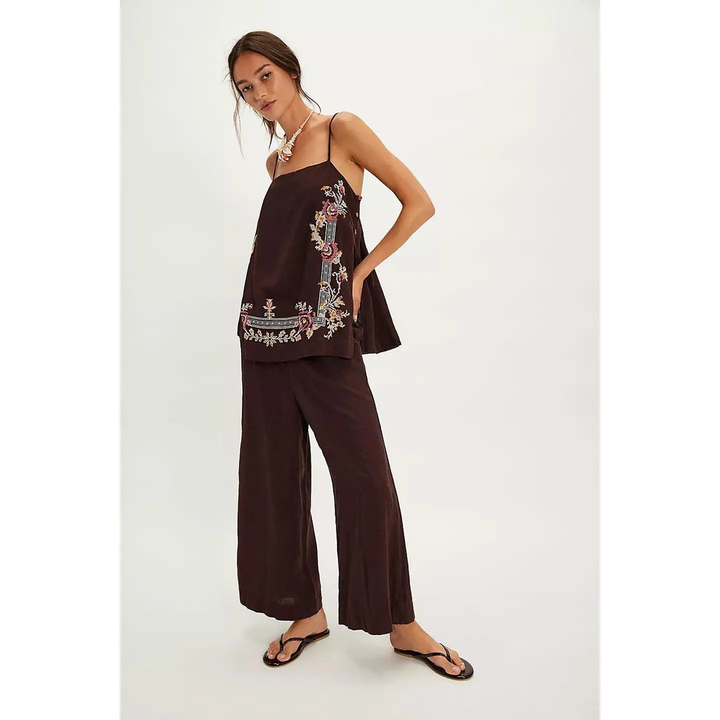 Two-Piece Embroidered Linen Set