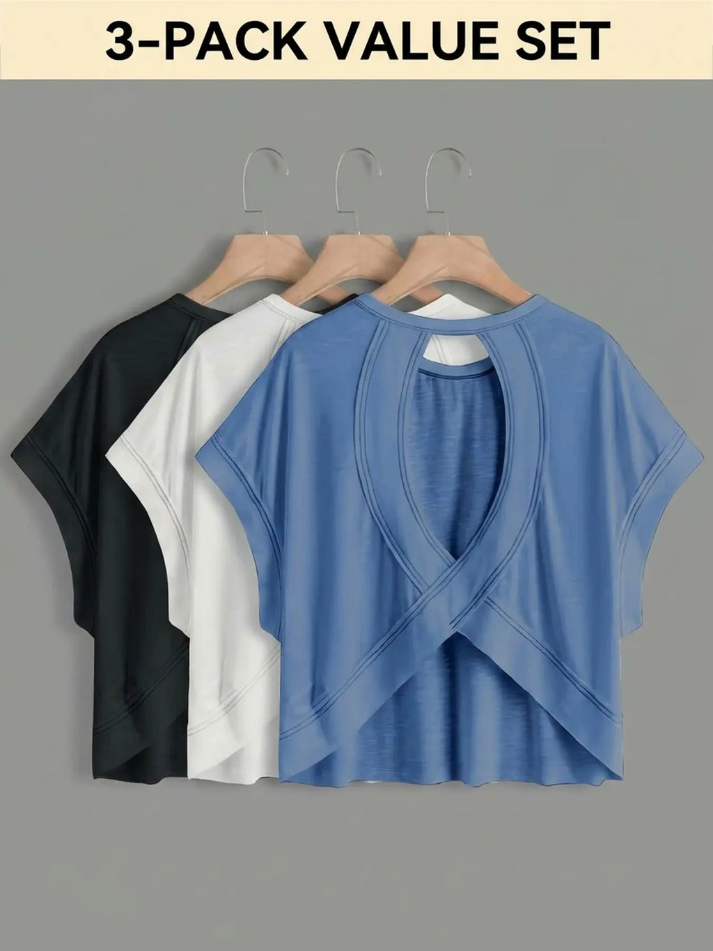 Batwing Hollow Back Short Sleeve Top