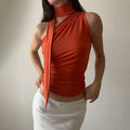 Backless One Shoulder Halter Top