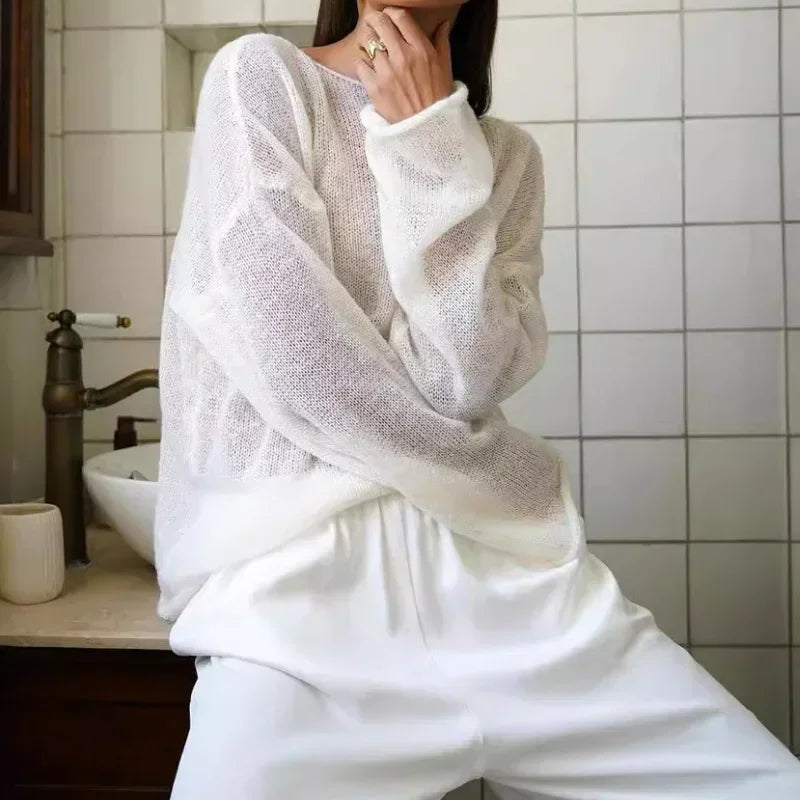 Elegant Mesh Pullover Sweater 