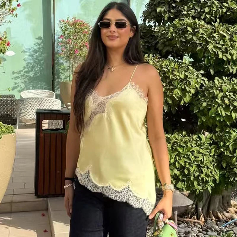 Asymmetrical Slip Backless Camisole