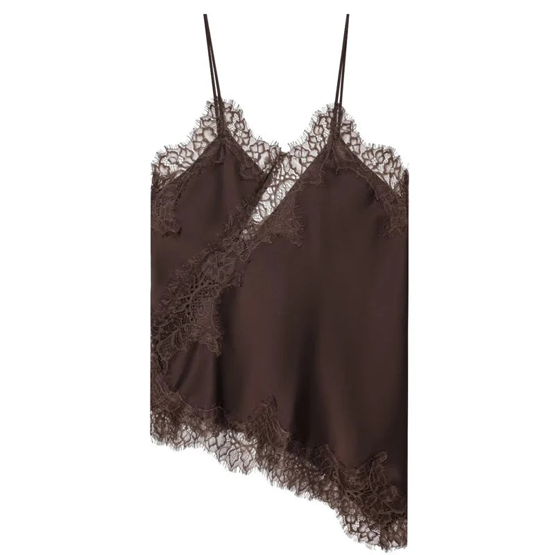 Asymmetrical Slip Backless Camisole