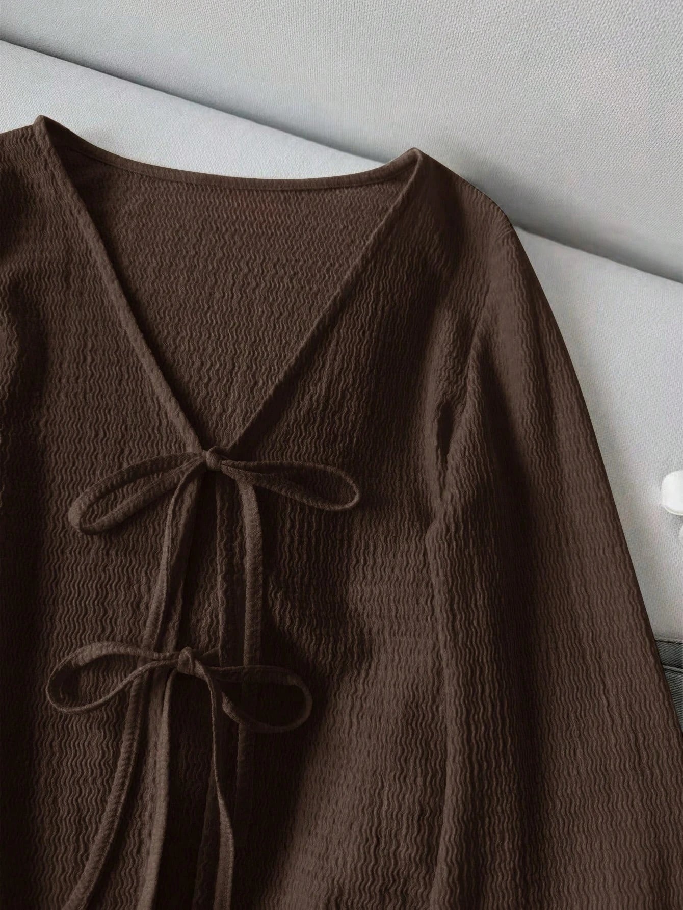 Tie Front Flare Sleeve Blouse 