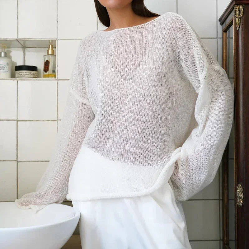 Elegant Mesh Pullover Sweater 