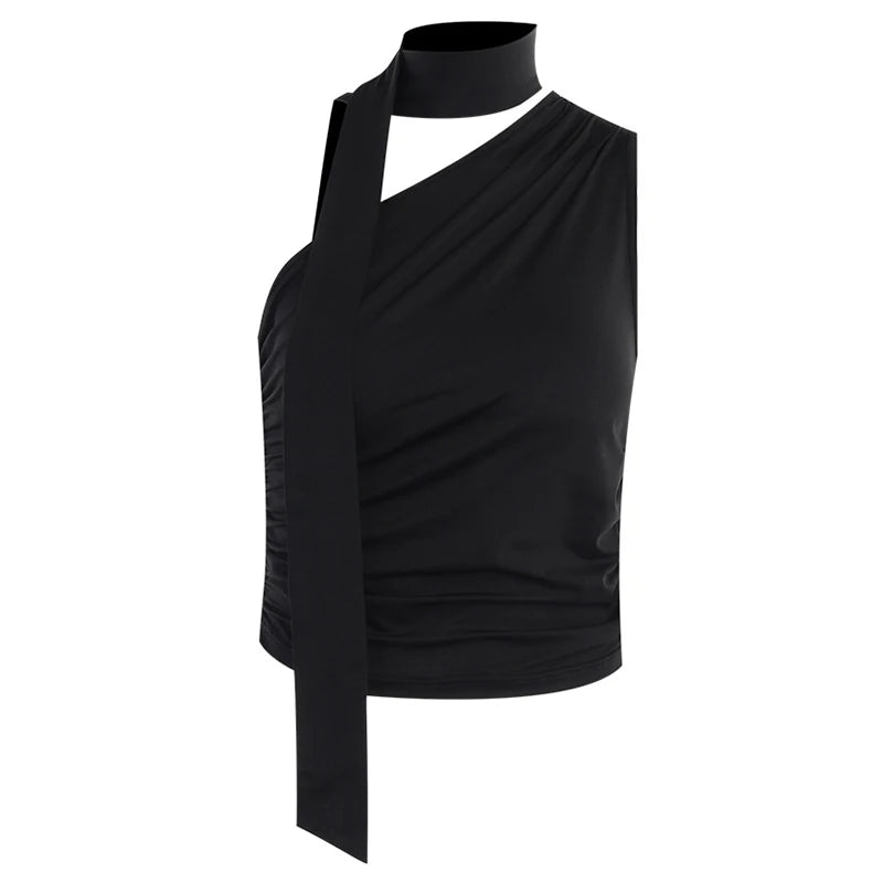 Backless One Shoulder Halter Top