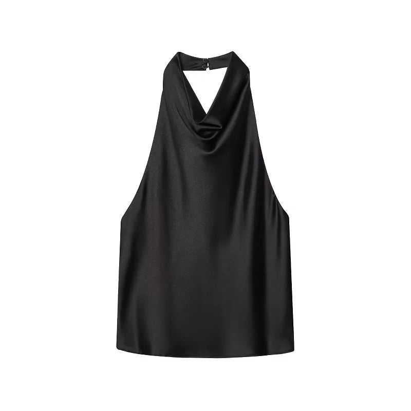 Satin Backless Halter Top 