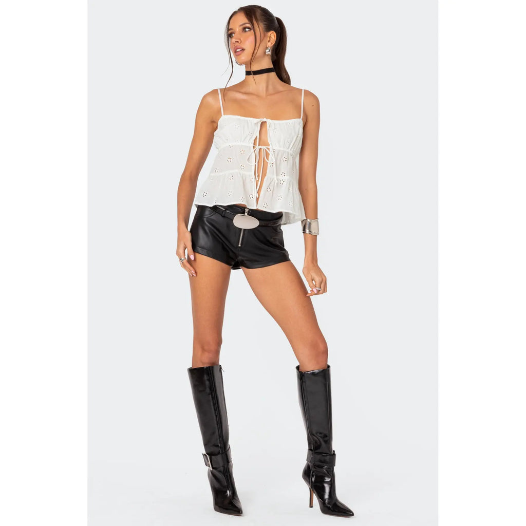 Zippy Faux Leather Micro Shorts
