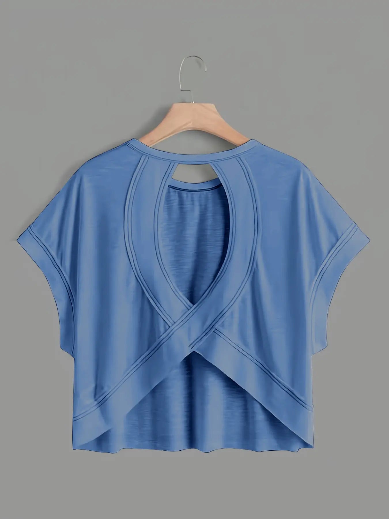 Batwing Hollow Back Short Sleeve Top