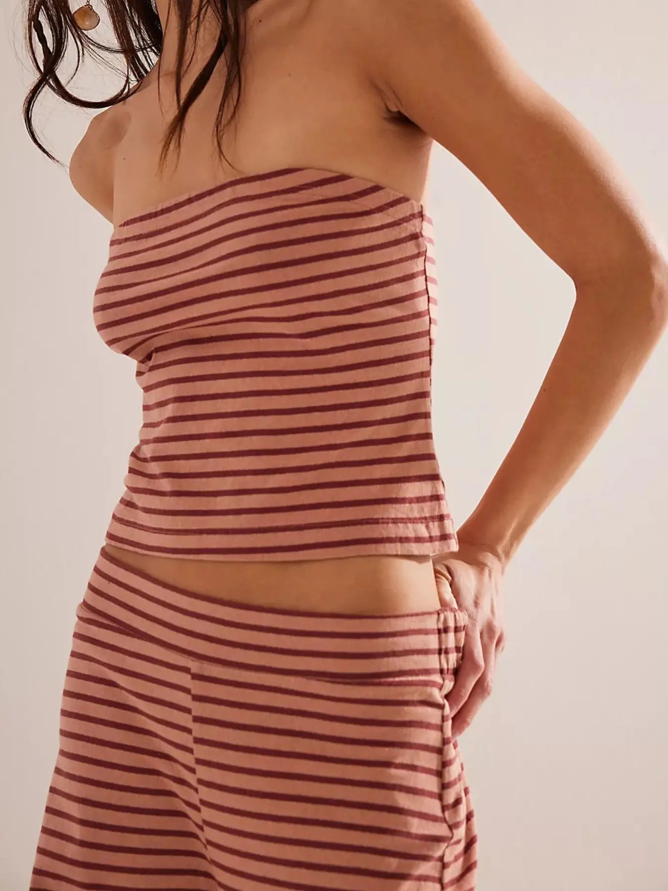 Tube Top Yoga Pant Striped Set