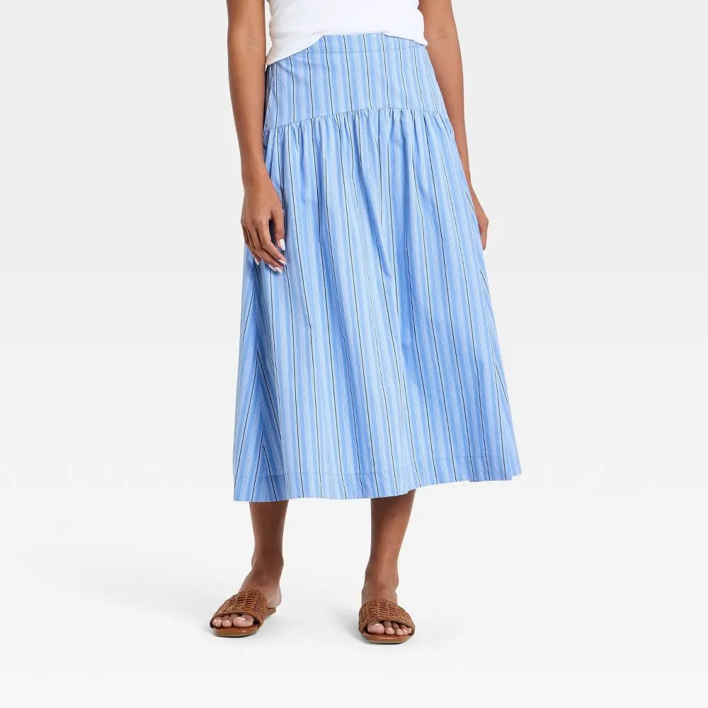 Luxe Linen Drop Waist Midi Skirt