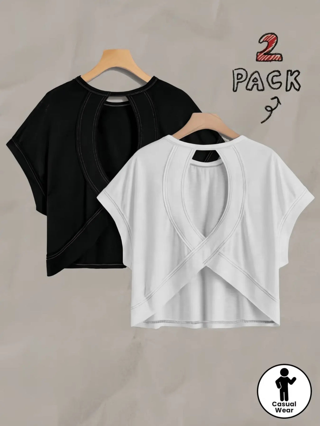 Batwing Hollow Back Short Sleeve Top