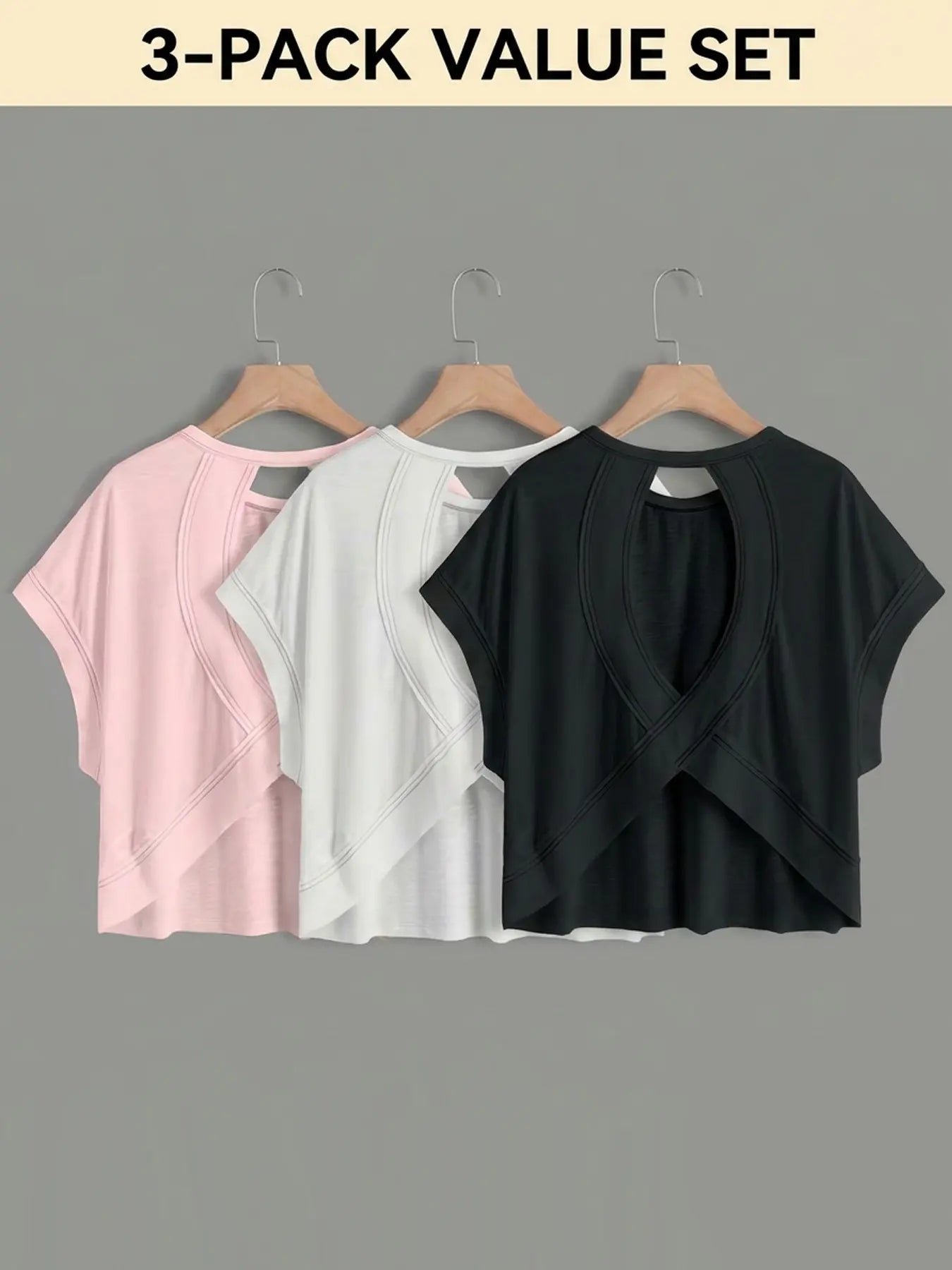 Batwing Hollow Back Short Sleeve Top
