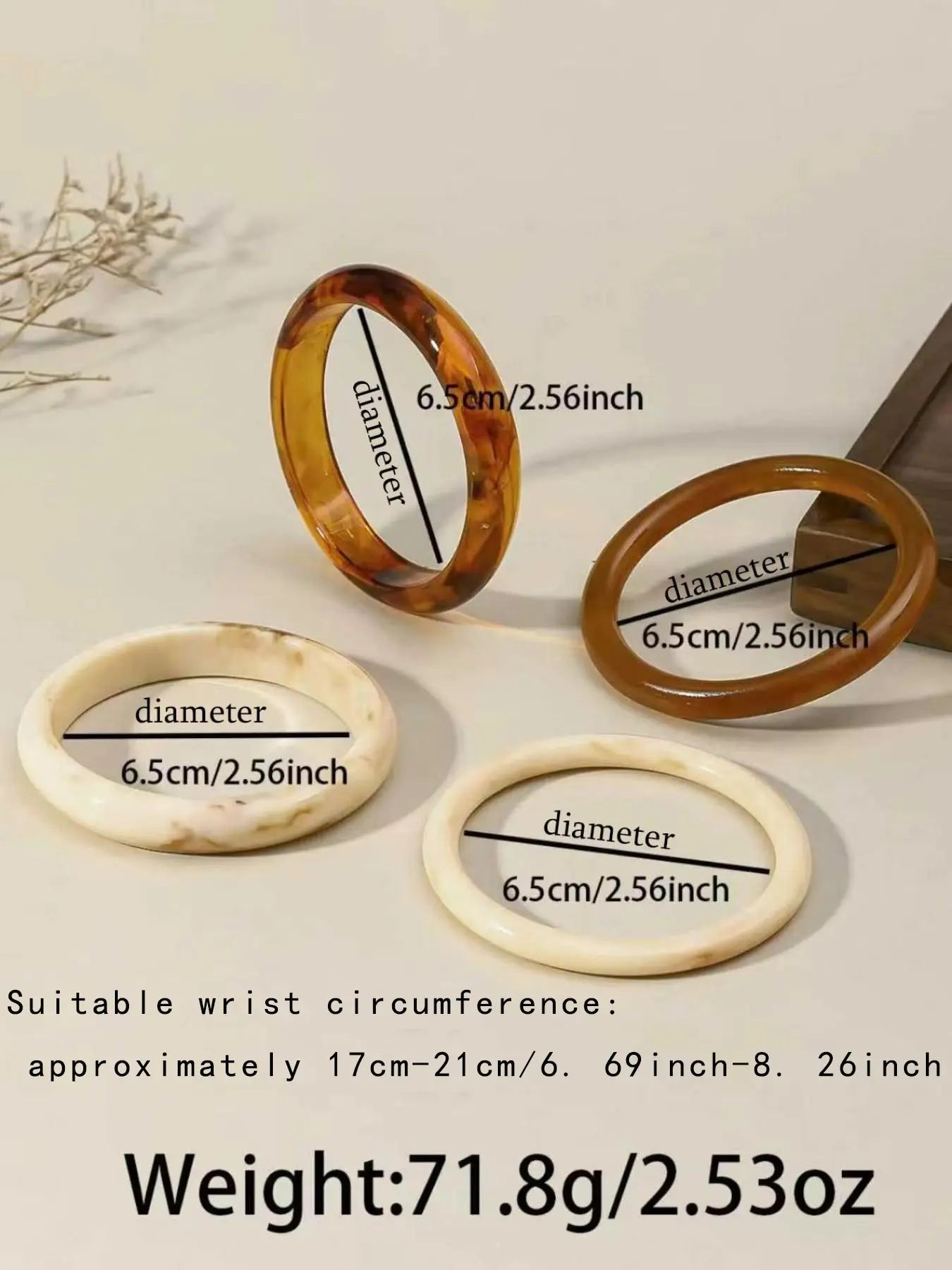 Vintage Resin Acrylic 4 Piece Bangles Set