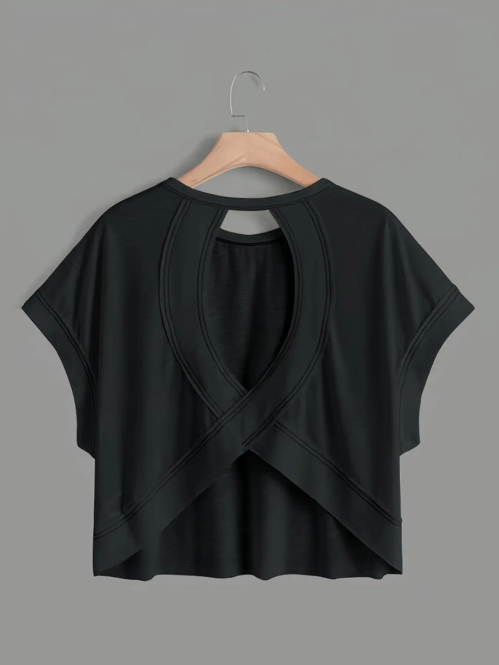 Batwing Hollow Back Short Sleeve Top