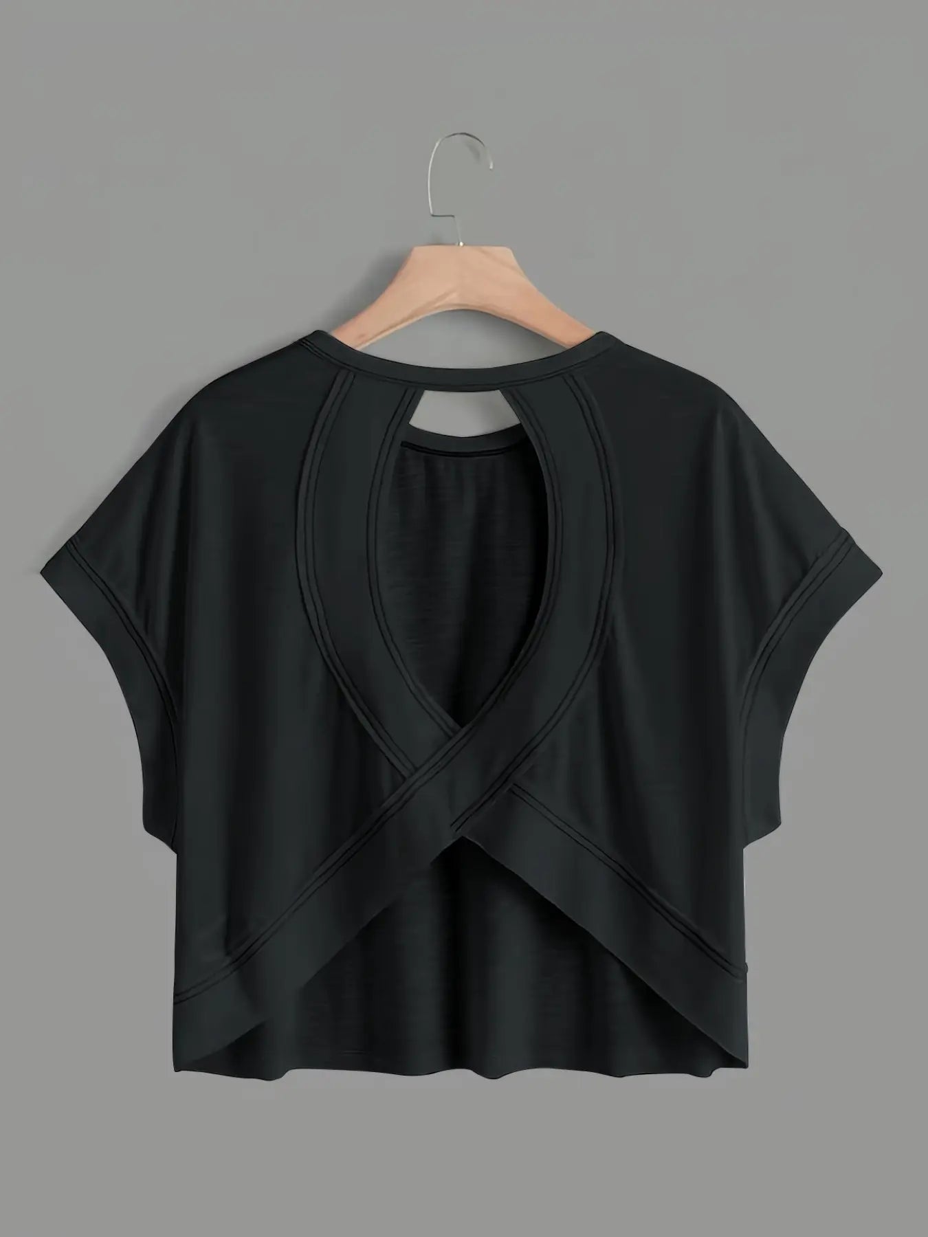 Batwing Hollow Back Short Sleeve Top