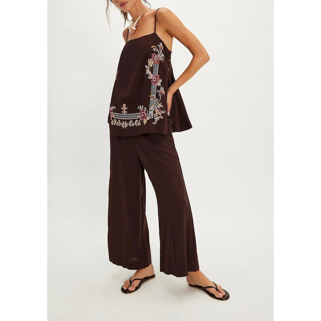 Two-Piece Embroidered Linen Set
