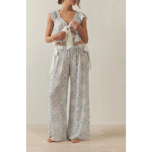 2 Piece Sweetheart Lounge Floral Print Tie Front Set