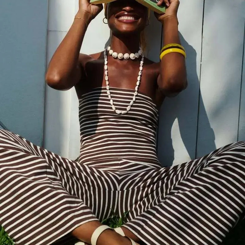 Tube Top Yoga Pant Striped Set